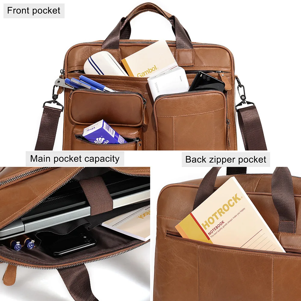 Sacs messager en cuir véritable pour hommes, étui à bombes pour ordinateur portable 15.6 ", sac fourre-tout d'affaires de bureau, portefeuille pour documents, nouveau