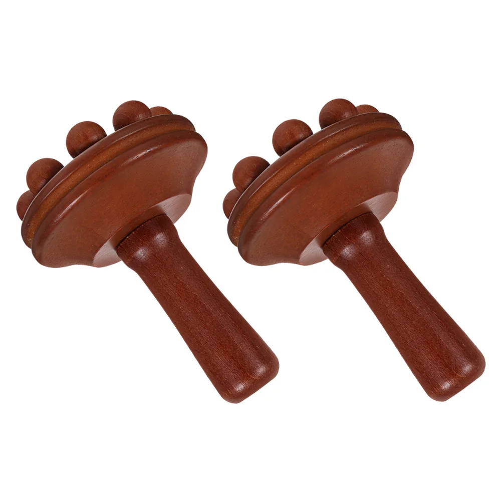 Escova de massagem portátil de madeira, 2 peças, ferramenta massageadora corporal portátil, tecido profundo, alívio muscular, pescoço, ombro, perna, dor, remoção de celulite