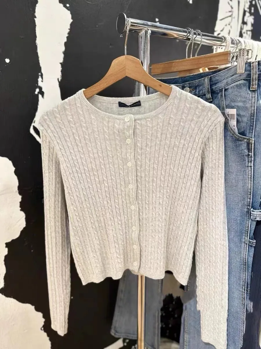 2025 Autumn Winter New Vintage Red Women Sweater Solid Color Slim Simple Knit Cardigan Single Breasted Casual Coat Sweet Jacket
