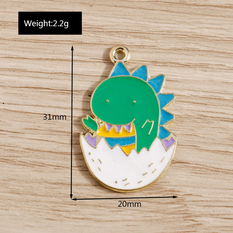 Tusember 10 Stück Mix Niedliche Charms Emaille Dinosaurier-Anhänger für Schmuckherstellung Niedliche Ohrringe Halsketten Armbänder DIY Bastelarbeiten – Detail 6