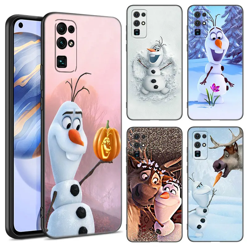 Cute O-Olaf Black Phone Case For Huawei Honor 70 90 Lite X40 GT X50 i X5 Plus X6A X6S X7A X8A X8B X6 X7 X8 X9 4G X9A X9B 5G