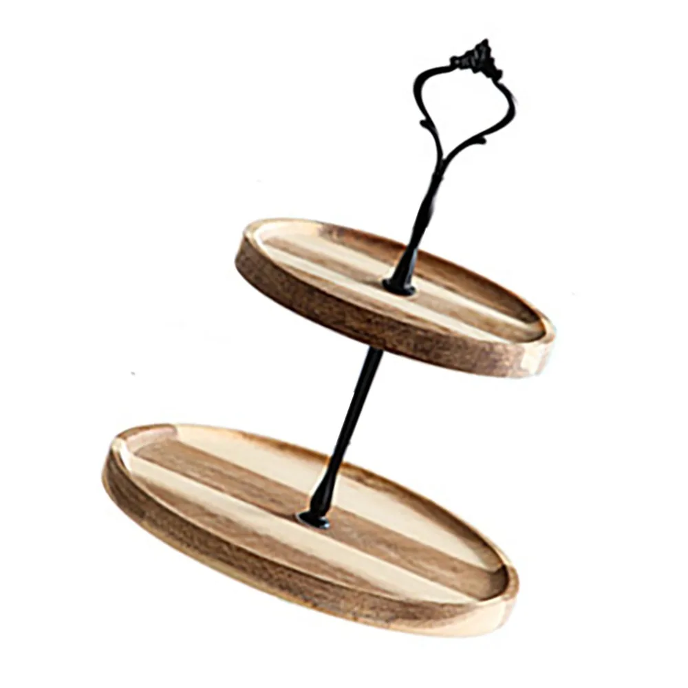 Solid Wood Serving Tray Smooth Detachable Multi Layer Frame Food Platter Stable Bracket Wood Grain Texture Snack Tray