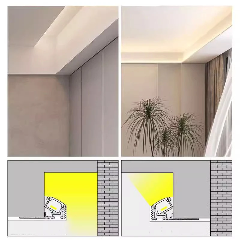 Profil aluminiowy Lampa sufitowa Jednostronna lampa górna Salon Górny narożnik ścienny Światło do mycia Zawieszenie Odbłyśnik Pasek