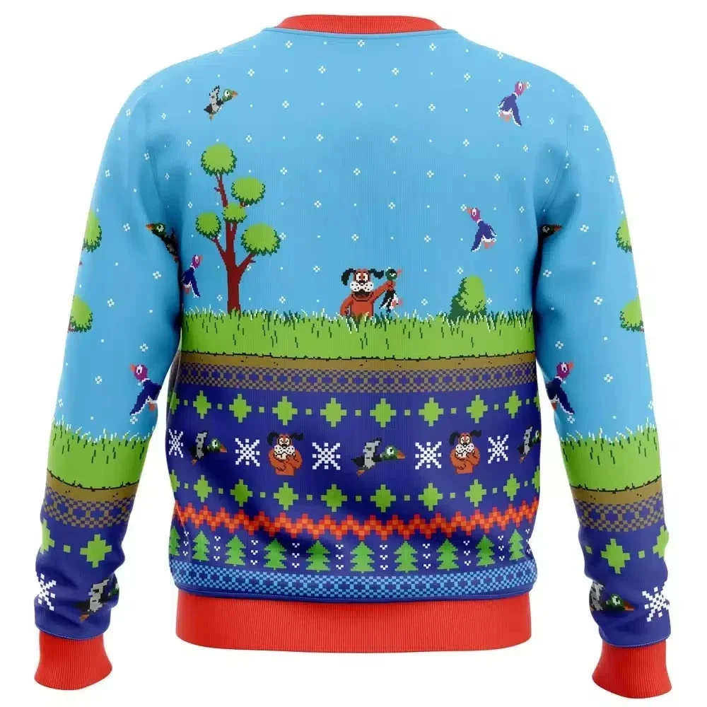 Festive Duck Hunt Men's Crew Neck Ugly Christmas Sweatshirt Soft Comfy Stylish Relaxed-Fit Plus Size Long Sleeve Autumn Winter