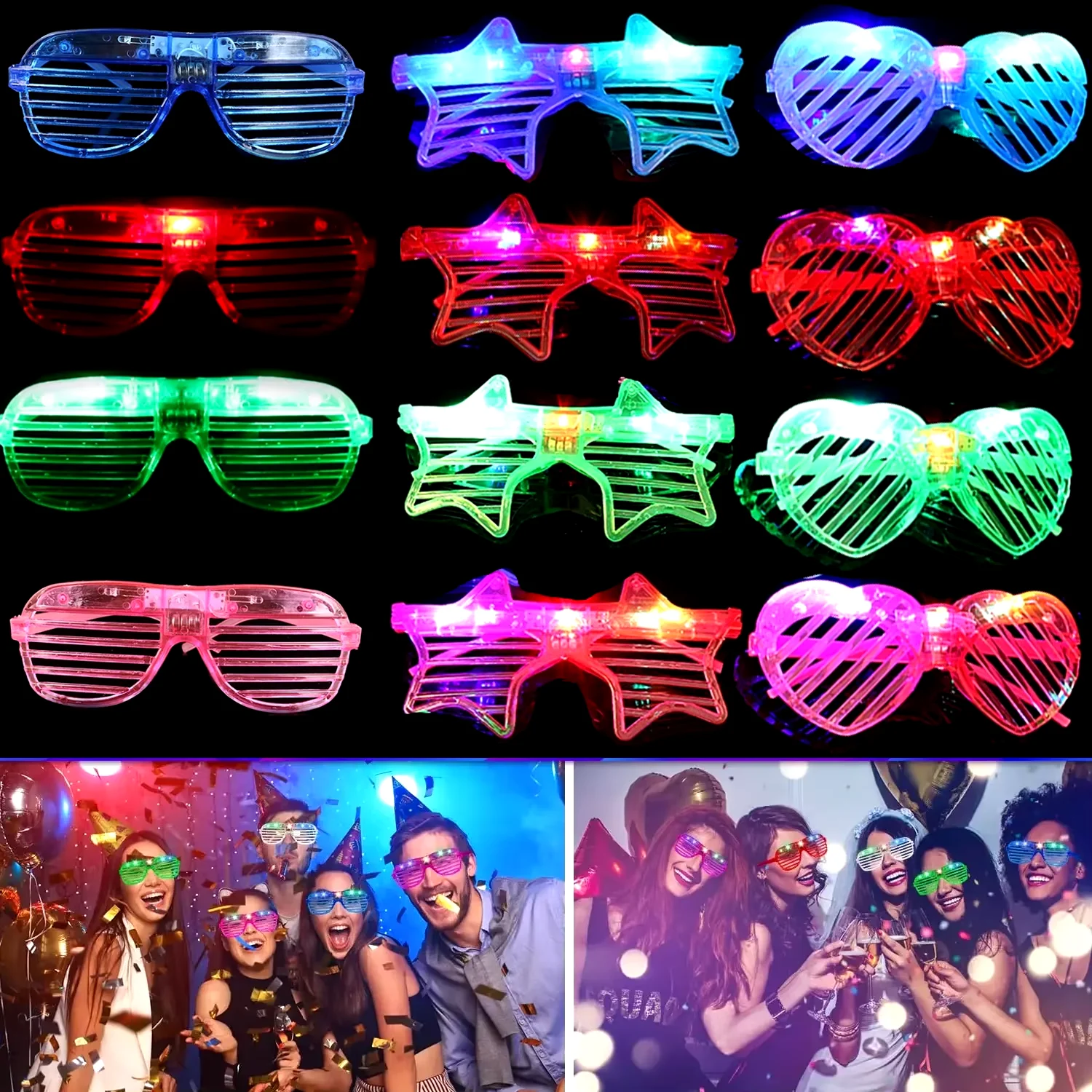 

20/100/500Pcs Glow Glasses LED Glasses Bulk Light Up Glasses 2024 Glow In The DarK Wedding Decor for Kids Adults Party Favors