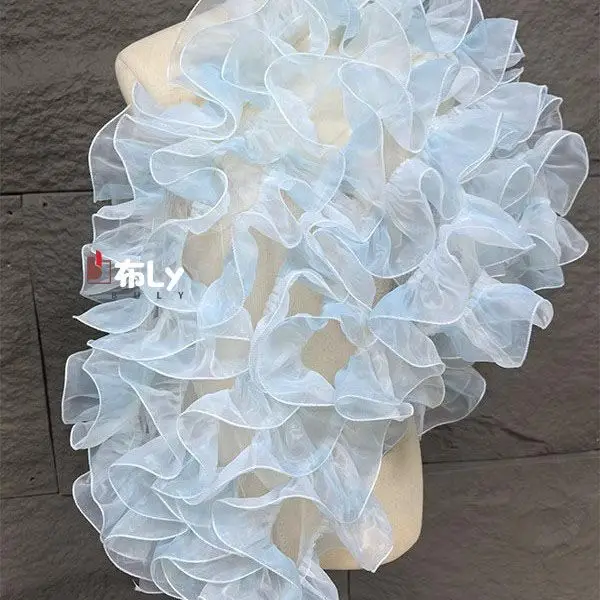 Large Wave Pattern Shiny Organza Mesh Lace for Designer Cuff Hem Decoration DIY Fabric Remake Accessories