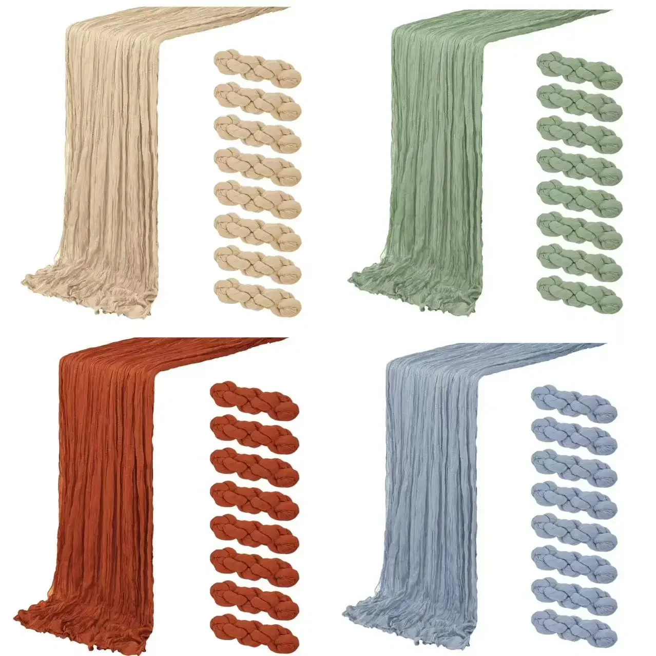 8Pcs Cheesecloth Table Runner,Semi Sheer Boho Cheese Cloth Fabric Table Runner for Party,Wedding,Baby Shower,Bridal Shower Decor