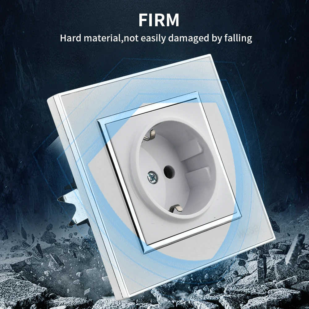 WESA الاتحاد الأوروبي القياسية مقبس الحائط الأبيض مرآة الاكريليك لهب لوحة مقبس الطاقة 16A مخرج كهربائي أخبار الأرض القياسية #5