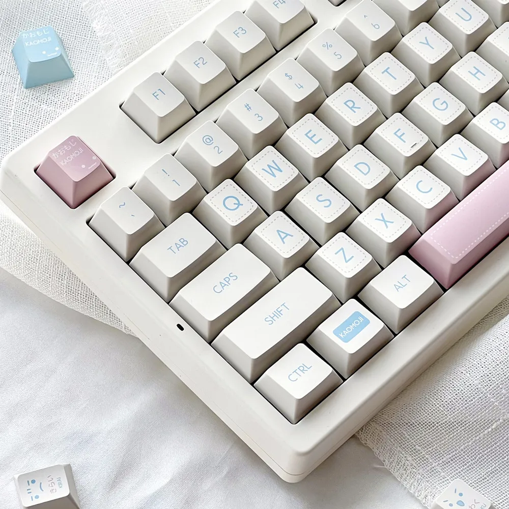 Original Design Mechanical Keyboard Keycaps KAOMOJI Milk White PBT 140 Keys For Outemu Gateron Kailh TTC Cherry Mx Switches