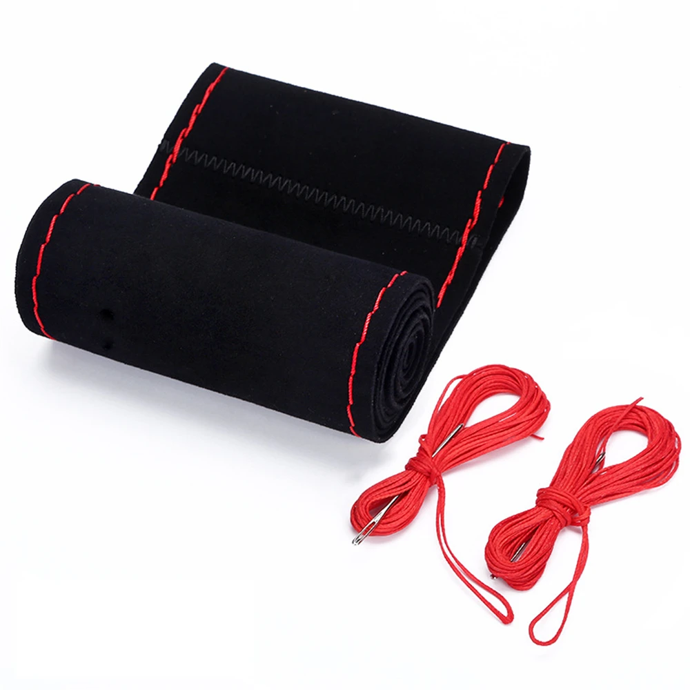 Universal Wildleder Leder Abdeckung Lenkräder Stich Steer Abdeckung DIY Hand Nähen Sport Racing Auto Lenkrad Abdeckungen – Detail 6