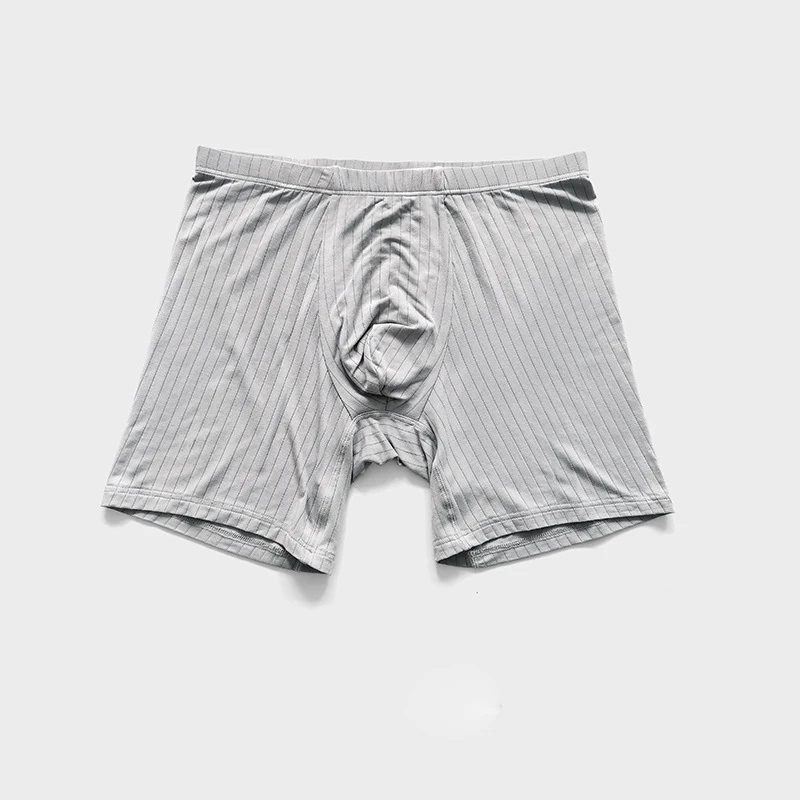 Check It Out Youth Men Modal Sport Boxershorts Underwear Long Leg Loosen Black Blue Grey Red Pink Soft Striped Underwear