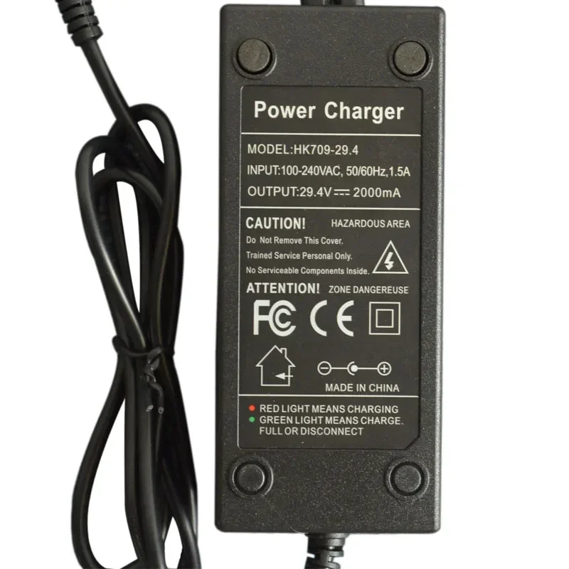 5.5inch FCC ROHS Approval Balance Electric Scooter Battery Charger 24V 29.4V 2000mA for 4 Wheels Skateboard