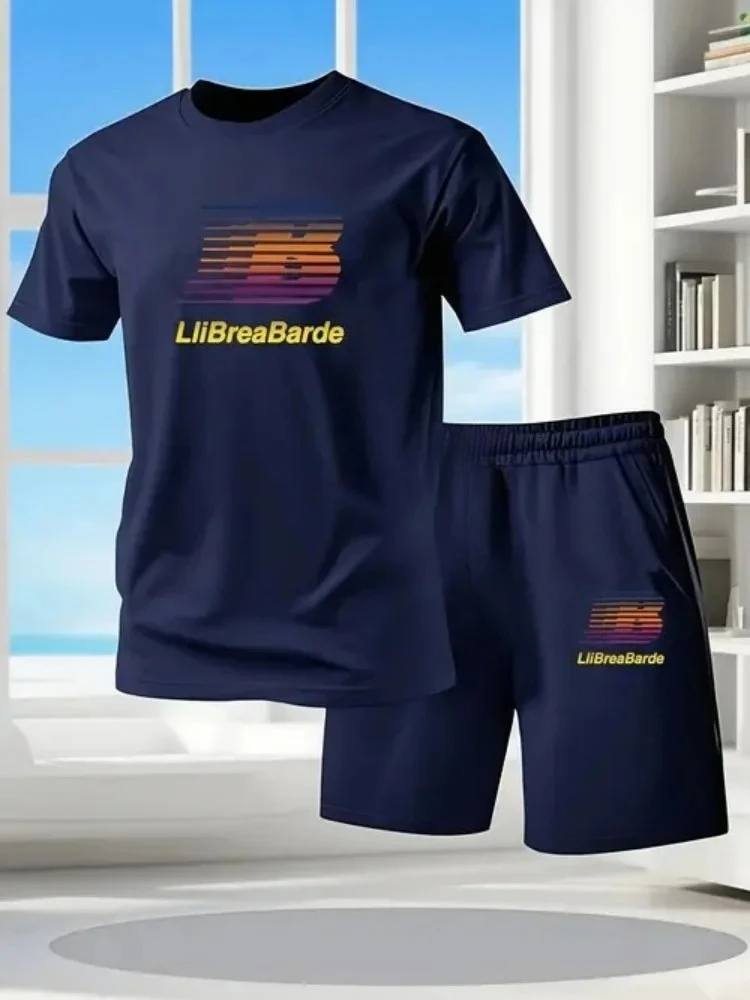 

2026 Men's Summer Short sleeved T-shirt Set, Fashion Sports Set, Casual Shorts, Men's Sportswear