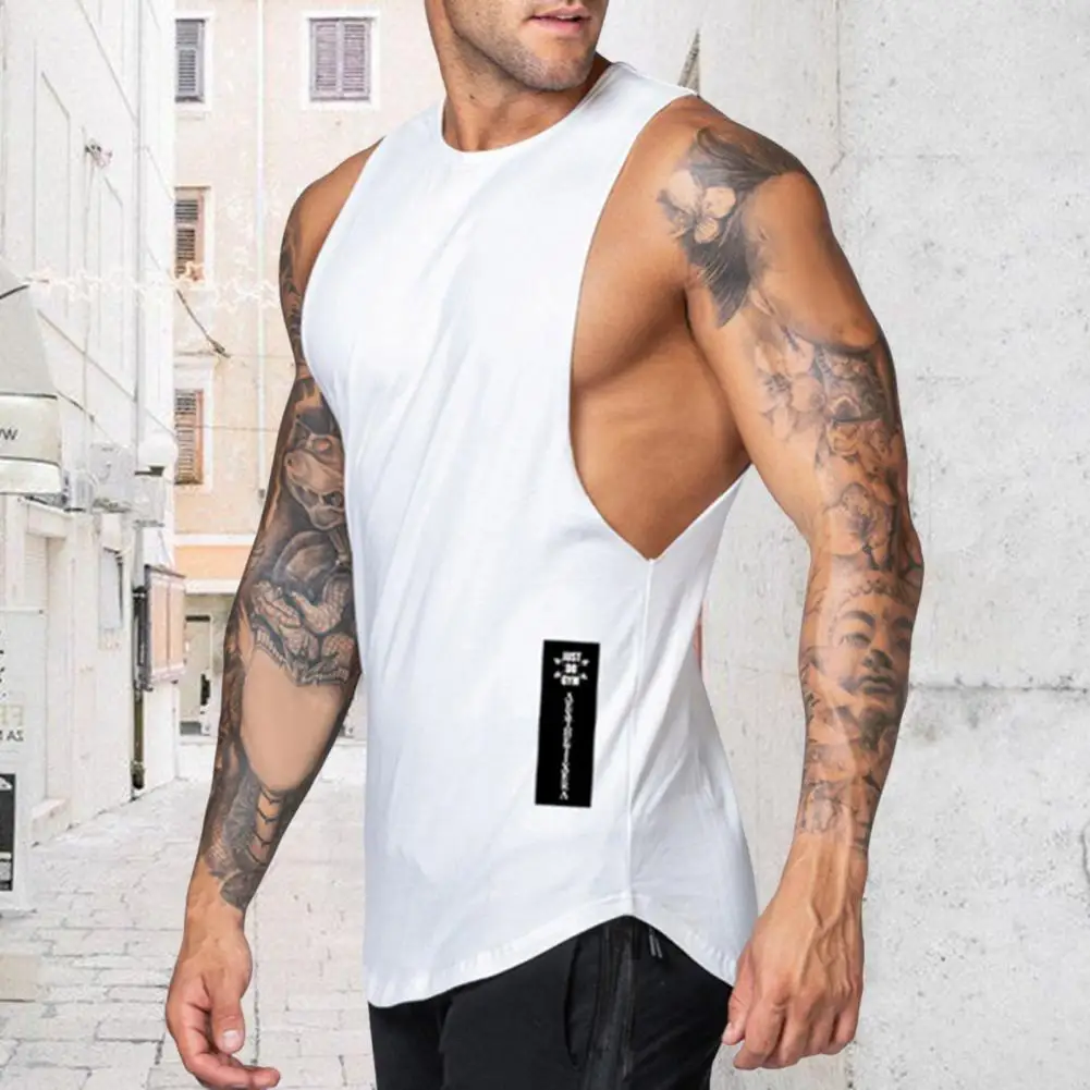 3d Digital Print Men Vest Stylish Men's Summer Tank Tops with Letter Decoration Wide Shoulder Straps Solid Color for Streetwear