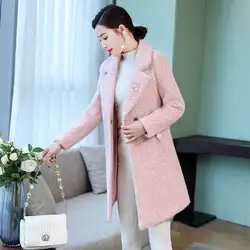 New Faux Leather Coat for Women's Autumn and Winter Wear, New Mid Length Woolen Coat, Faux Mink Velvet, Golden Mink Fur Coat