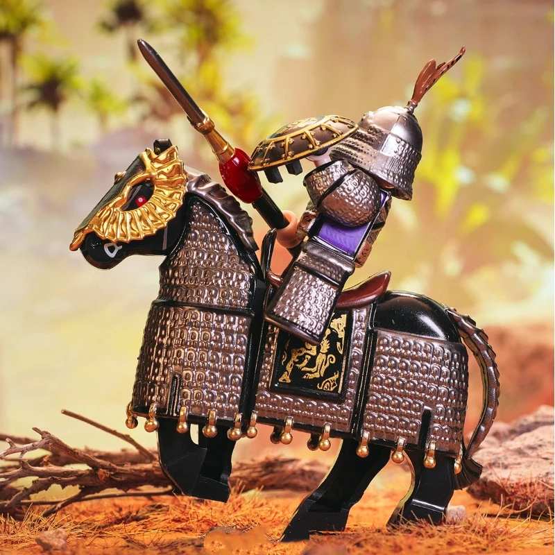 مكعبات بناء الفرسان البلاستيكية في العصور الوسطى، فارس المحارب المدرع مع بدلة Warhorse من لعبة تجميع جندي الدرع #2