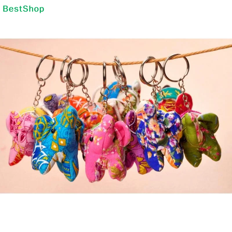♥ Porte-clés petit éléphant en tissu Floral thaïlandais, breloque de sac, Souvenir de voyage, cadeau créatif