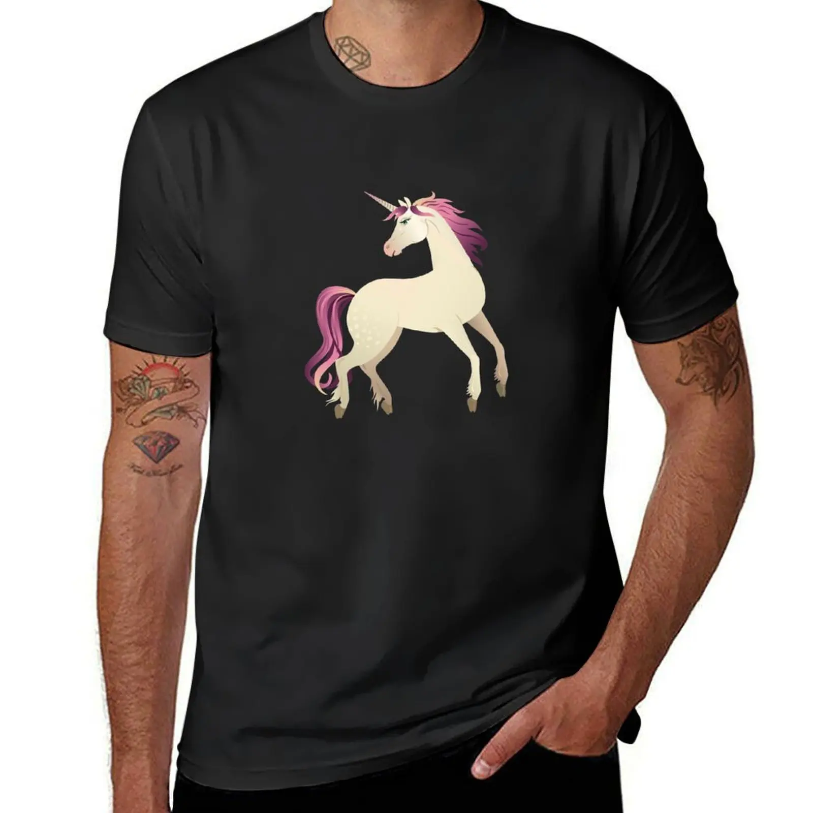 Dancing Unicorns In The Garden Fantasy Tapestry Pattern T-Shirt blanks quick drying mens big and tall t shirts