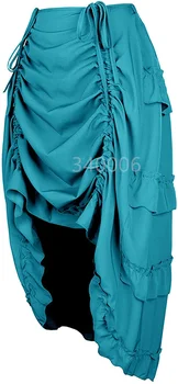 Red Gothic High-Low Maxi Skirt 6 Steampunk Women Skirts Gothic Irregular Shirring Pleated Party Maxi Long Skirt High Low Costumes Punk Sexy Corset Plus Size Red 6