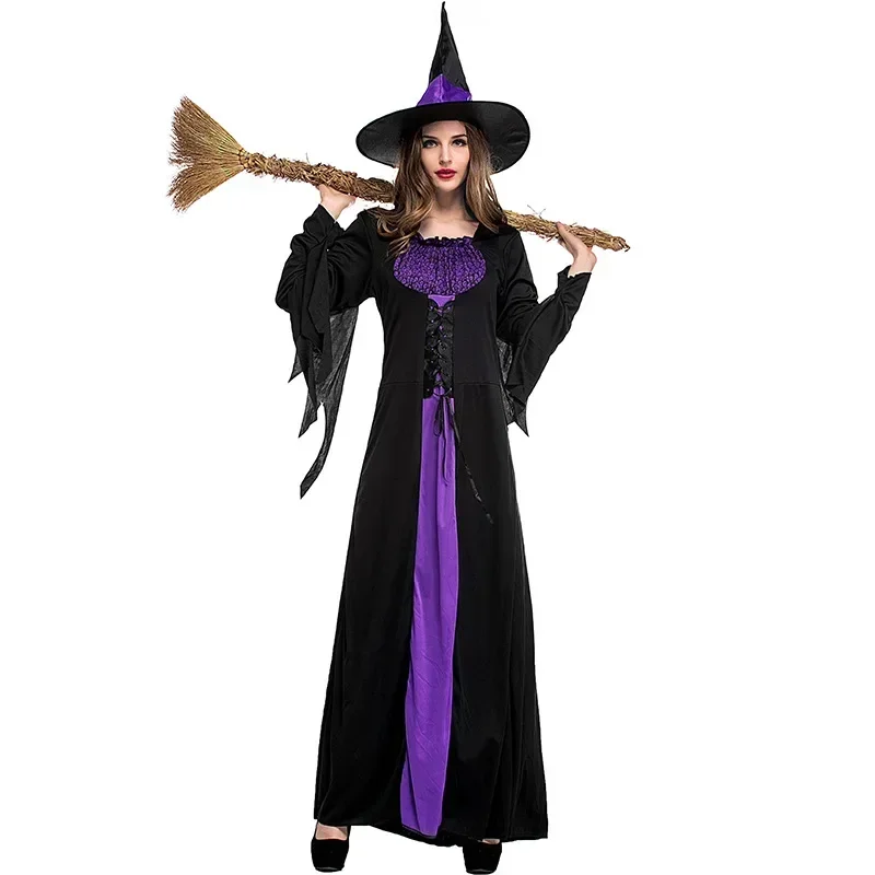 

Adult Witch Costume Cosplay Halloween Performance Party Clothing for Women Carnival Purim Theme Female Magic Outfit