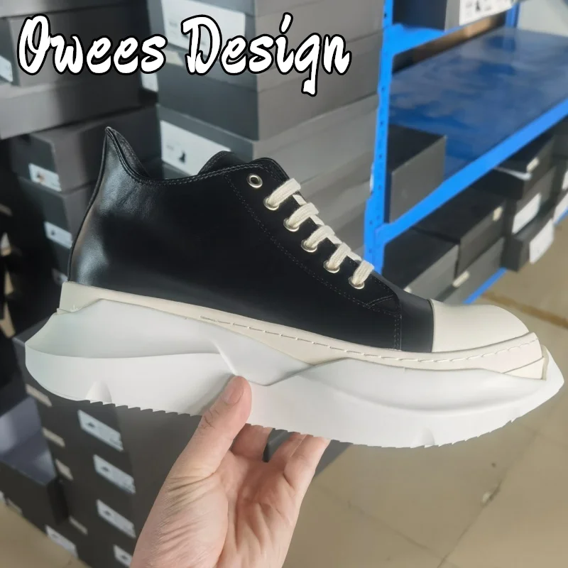 

Brand Casual Women genuine leather Low Top Footwear platform men Lace Up Shoe Luxury Trend Sneaker Thick-sole Flat Shoes