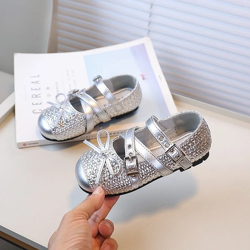 

Модная кожаная обувь для девочек, трендовая детская лоскутная обувь Мэри Джейн с бантом, универсальные детские повседневные туфли на плоской подошве для танцев с круглым носком