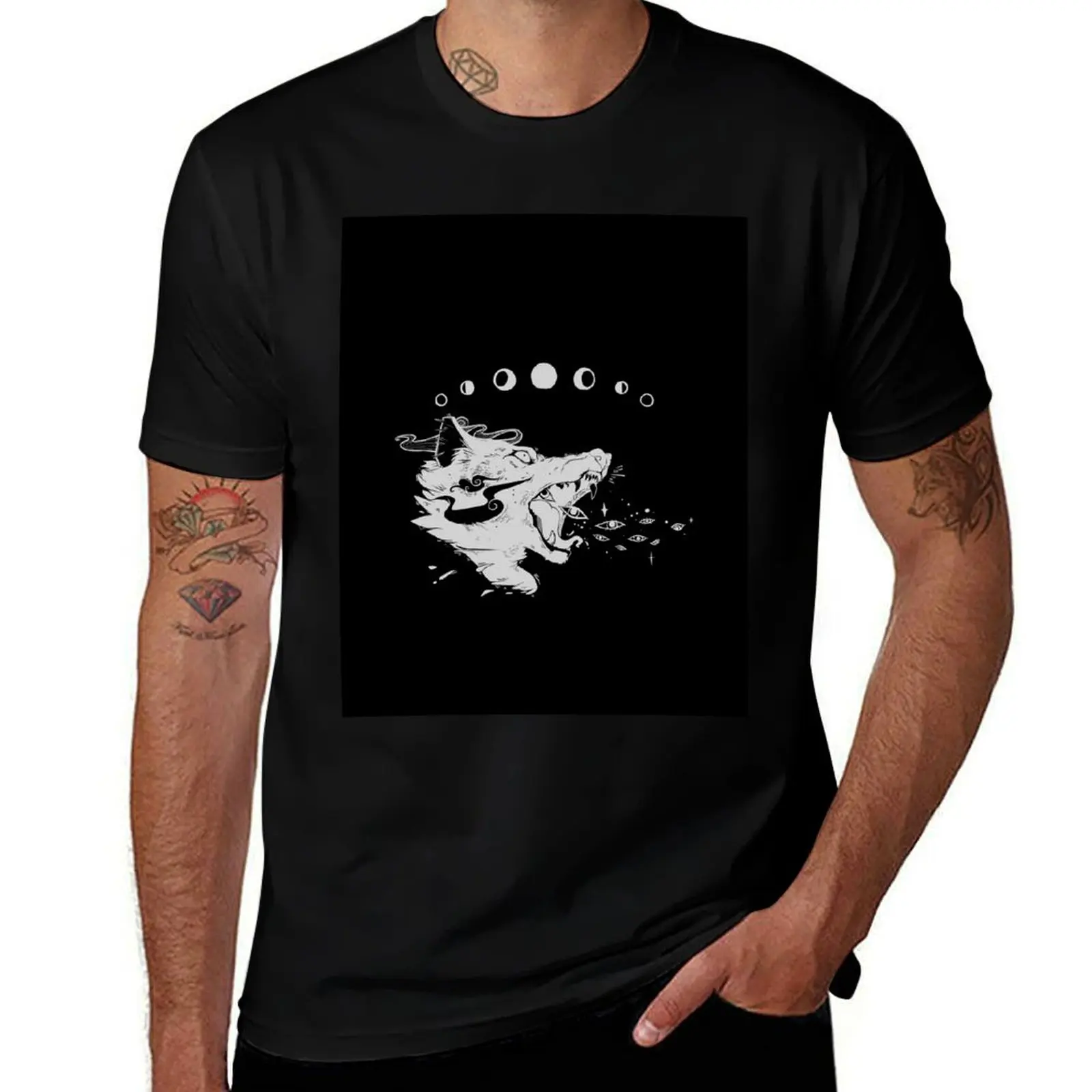 

Wild Wolf Creature With Stars And Eyes T-Shirt summer tops cheap stuff funny costumes t shirt for men