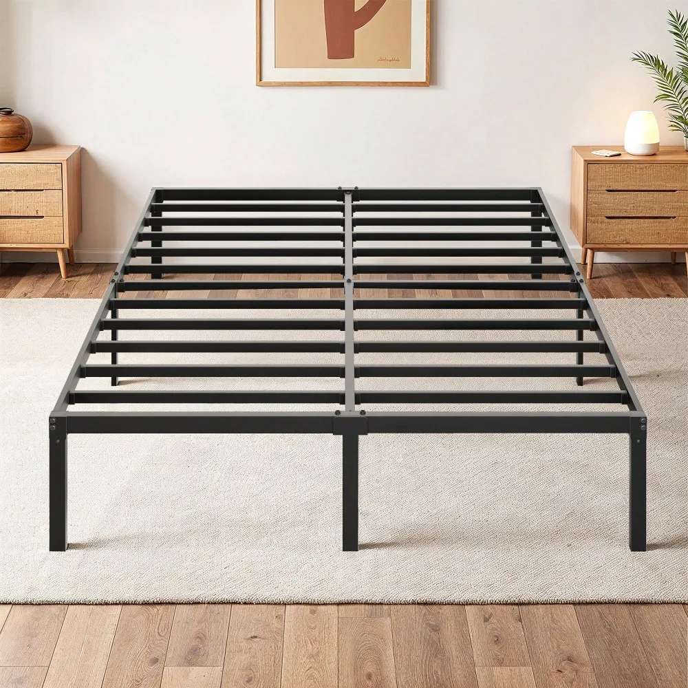 

Twin Size Bed Frame, 14 In Metal Platform Bed With Heavy Duty Steel Slat Support, No Box Spring Needed, 800 LB Weight Capacity