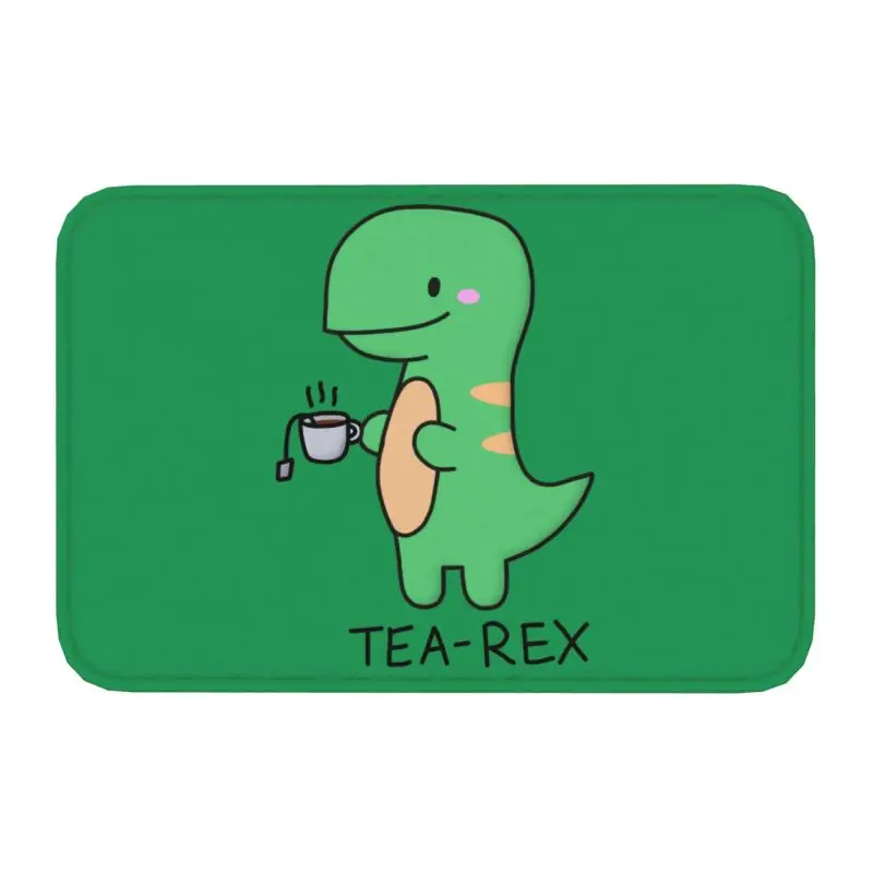 Cute Tea T-Rex Baby Doormat Anti-Slip Kitchen Bathroom Mat Bedroom Balcony Door Floor Entrance Carpet Rug