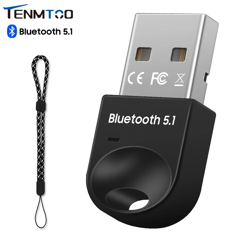 Tenmtoo USB Bluetooth 5.1 PC 무선 마우스 키보드 헤드셋 프린터 스피커 용 어댑터 동글 수신기 Windows 7/8.1/10/11