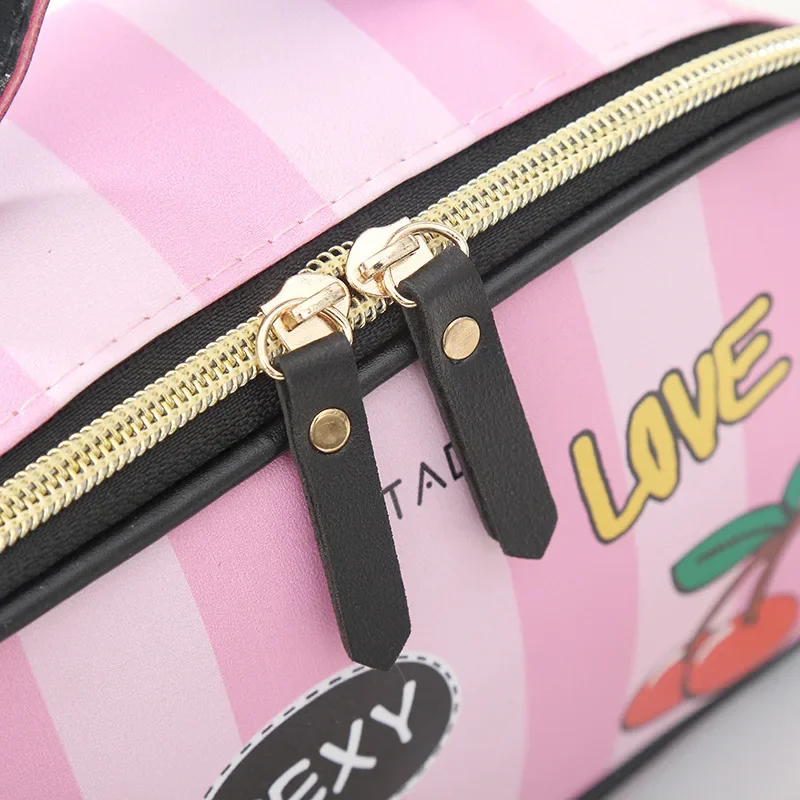 2021 Makeup Case Leather Portable Women Cosmetic Bag Multifunction Travel Toiletry Storage Organize Handbag Waterproof Female