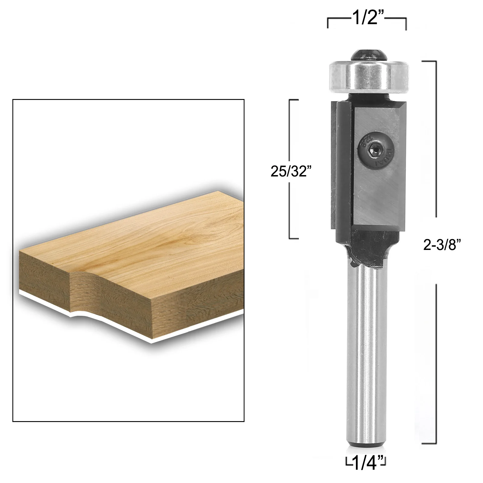 Bottom Bearing Flush Trim Router Bits Insert Solid Carbide Bit Replaceable Milling Cutter for Wood Trimming 1/4