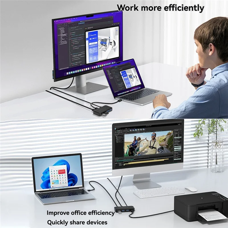 Classic-USB 3.0 KVM Switcher Selector KVM Hub Docking Station 2 Computer Share Printer Keyboard Laptop PC Desktop Accessories