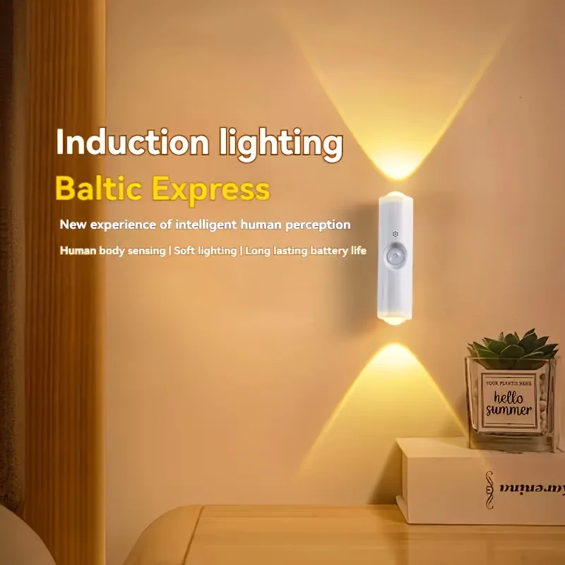 Wall lamp punch-free bedside bedroom night light induction magnetic charging small hill spotlight LED light soft light induction