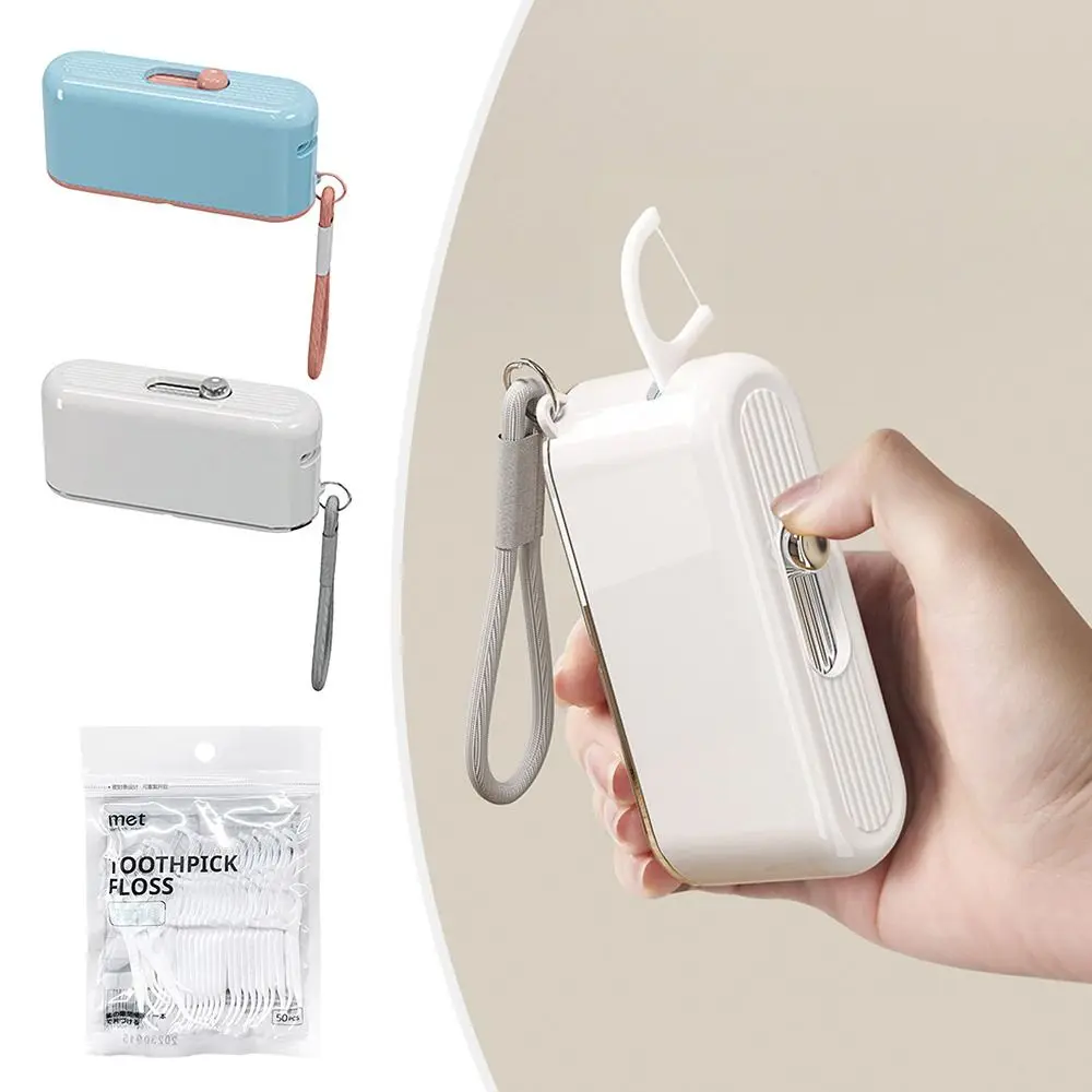 Neue Zahnseide Box Tragbare Zahnseide Spender mit 10 Stücke Zahnseide Automatische Auswergbare Zahnseide Organizer Mundpflege Drücken-auf Einweg
