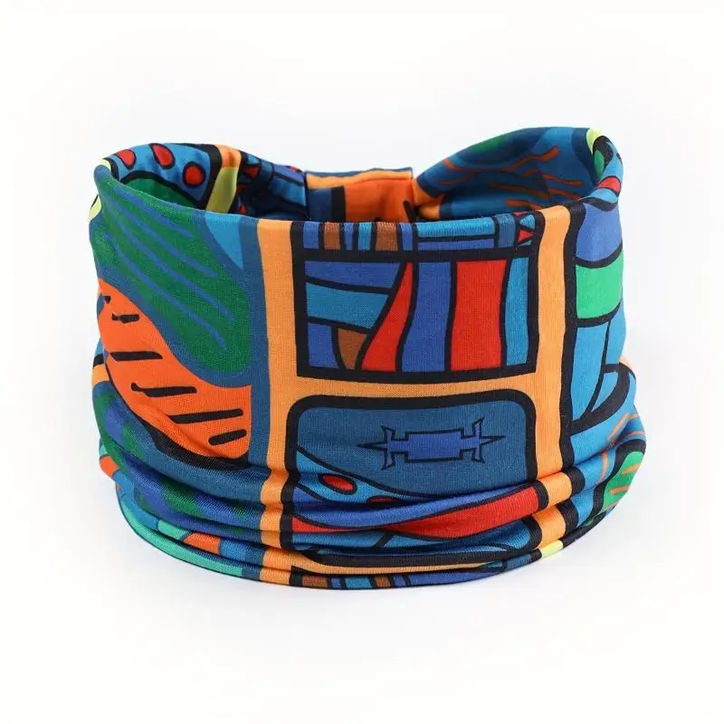 African Tribal Print Wide Headband Sweat Absorbent Soft Stretchy Fabric for Gym Sports Hiking Daily Hair Decoration