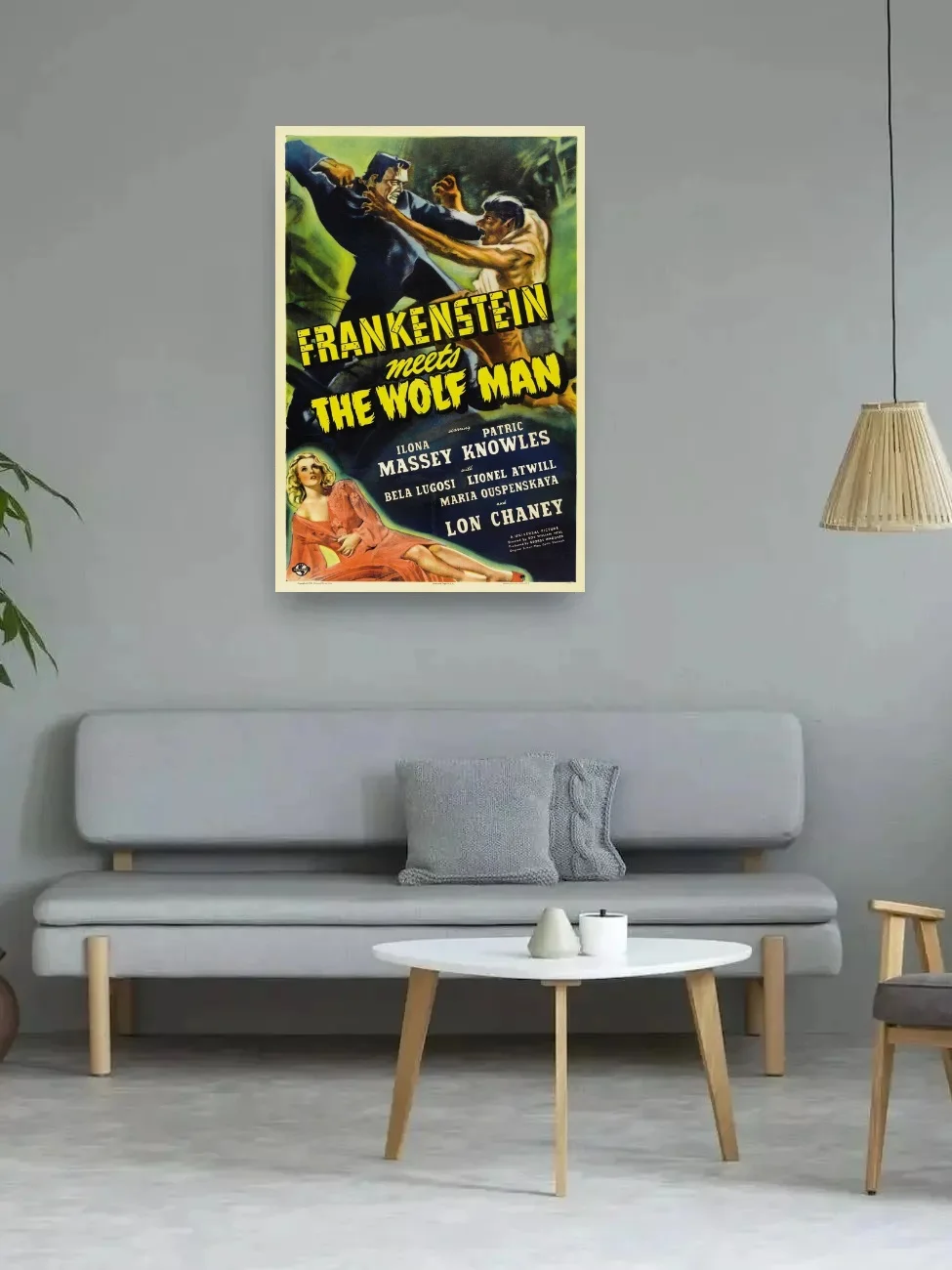 1943 Frankenstein Meets The Wolf Man Movie, Art Picture Print Silk Poster, Home Wall Decor