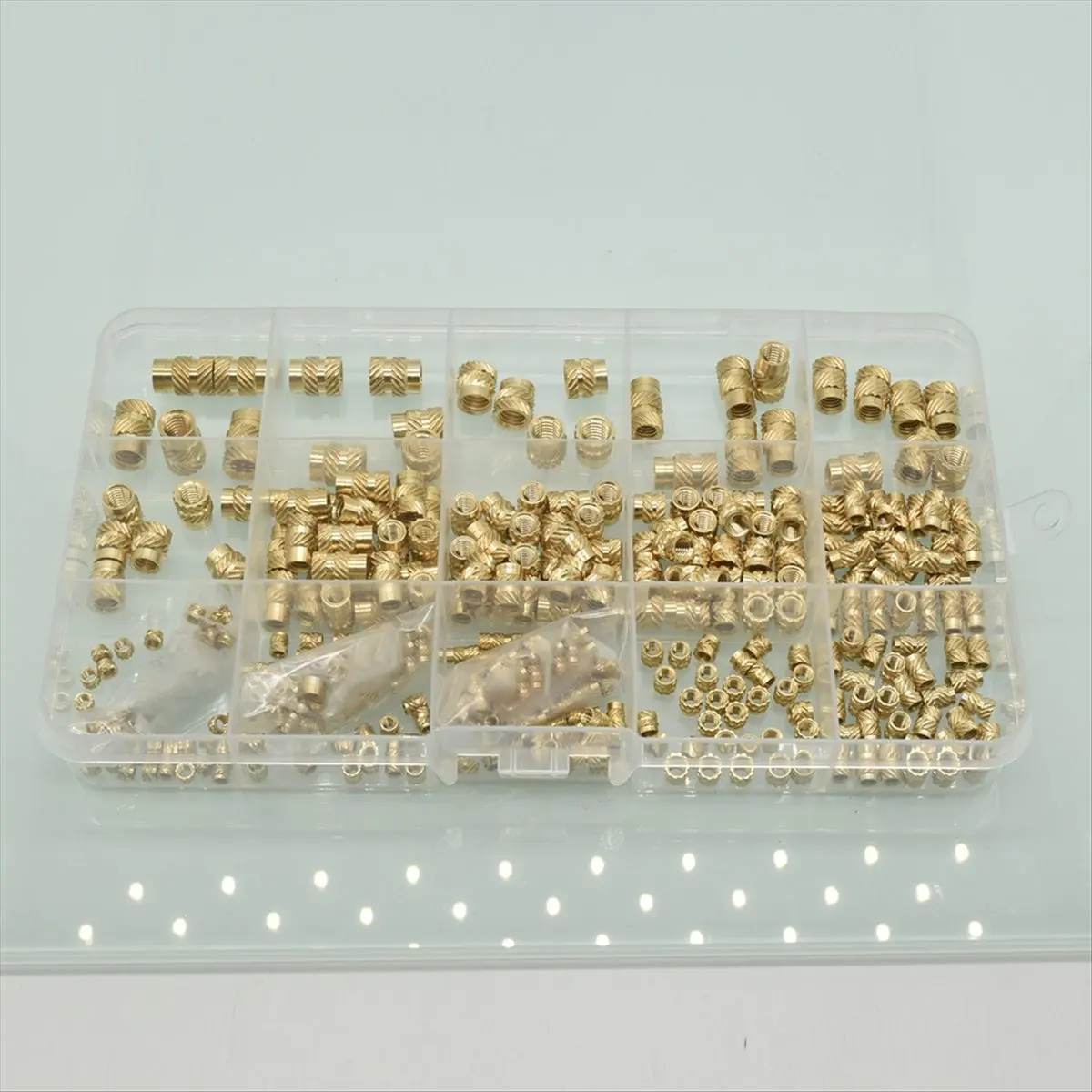 【abode】380個入り-ねじ込みインサート-m2-m25-m3-m4-m5-m6-ローレット加工真鍮製メスネジナットインサート詰め合わせキット