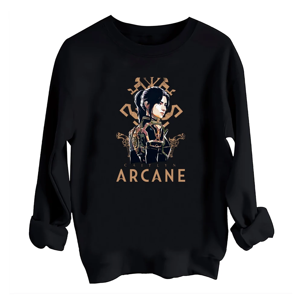 Arcane Season 2 Caitlyn Sweatshirt Harajuku Round Neck Long Sleeve Oversize Hoodie