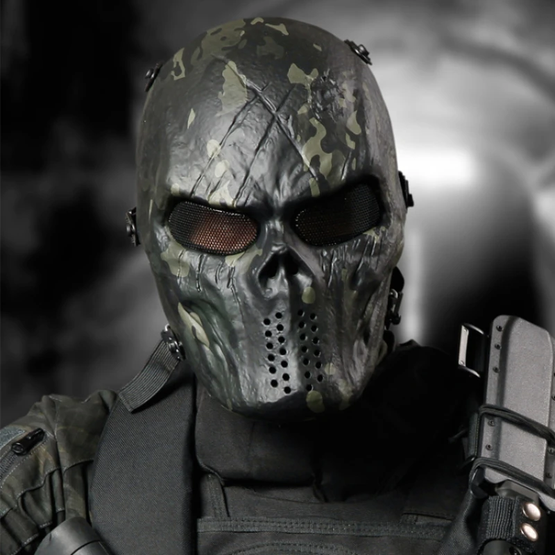 Action Union Party Airsoft Skull Full Face Mask  Game Skeleton Mask Metal Mesh Eye Shield Halloween Cosplay Paintball Games