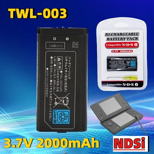 Imagen 1 del producto Batería de Litio Recargable de 3.7V 2000mAh TWL-003 para Consola de Juegos Portátil Nintendo NDSi, Baterías de Repuesto Integradas
