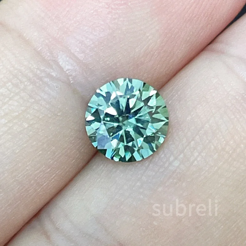 

2CT 8MM 100% Real Moissanite Stone Color Blue-green Simulated Diamond Loose Stone Color D VVS1 3EX Wholesale Gemstone For Rings