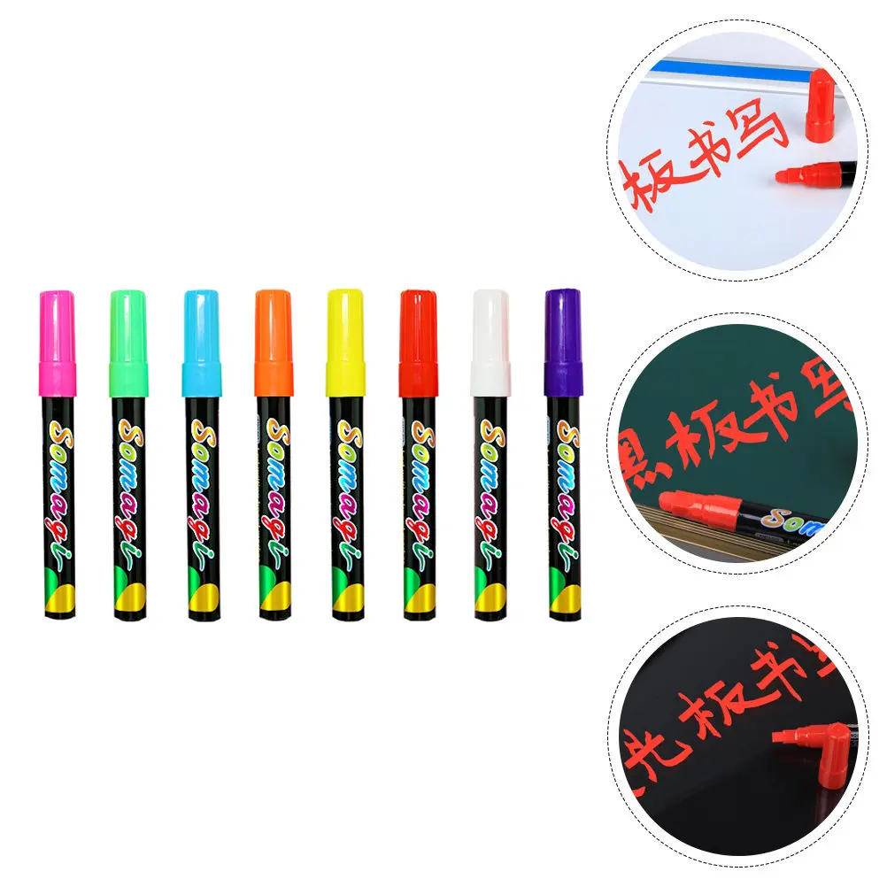 

8Pcs Fluorescent Marker Pens High Quality Bright Ink Erasable Dry Erase Markers for Whiteboard Glass Chalkboard Plastic Surfaces
