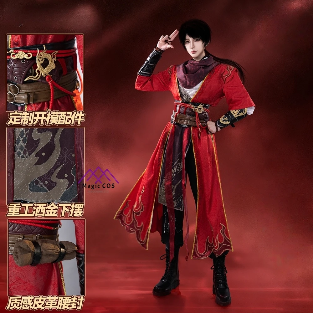 

Top Game Naraka: Bladepoint Cosplay Costume Anime Li Xingyun Role Playing Red Uniform Outfit Wig Men Women Adult Comic Con Party