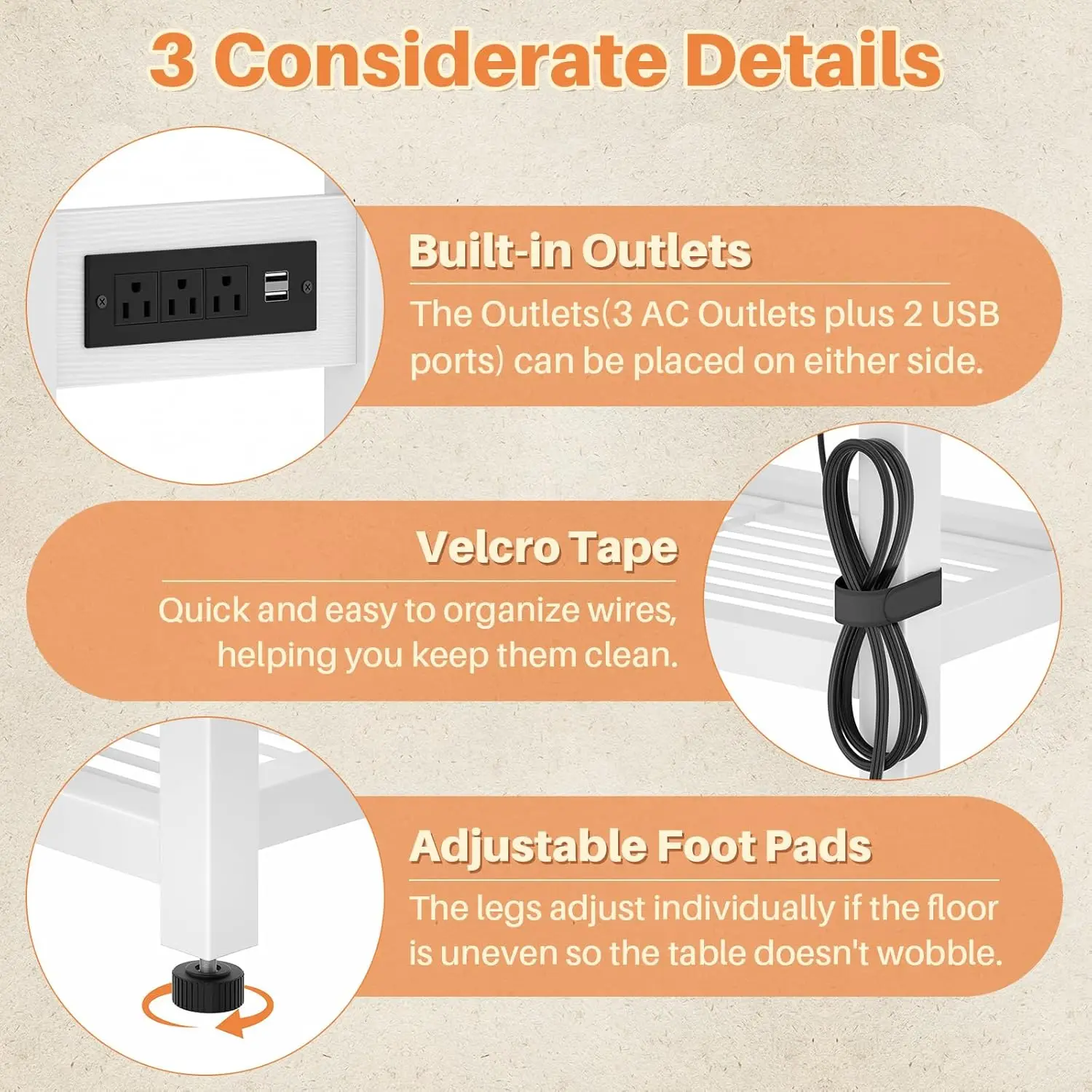 47'' Entryway Table with Outlets, USB Ports & 3 Drawers - Modern Narrow Console for Living Room, Hallway, Kitchen
