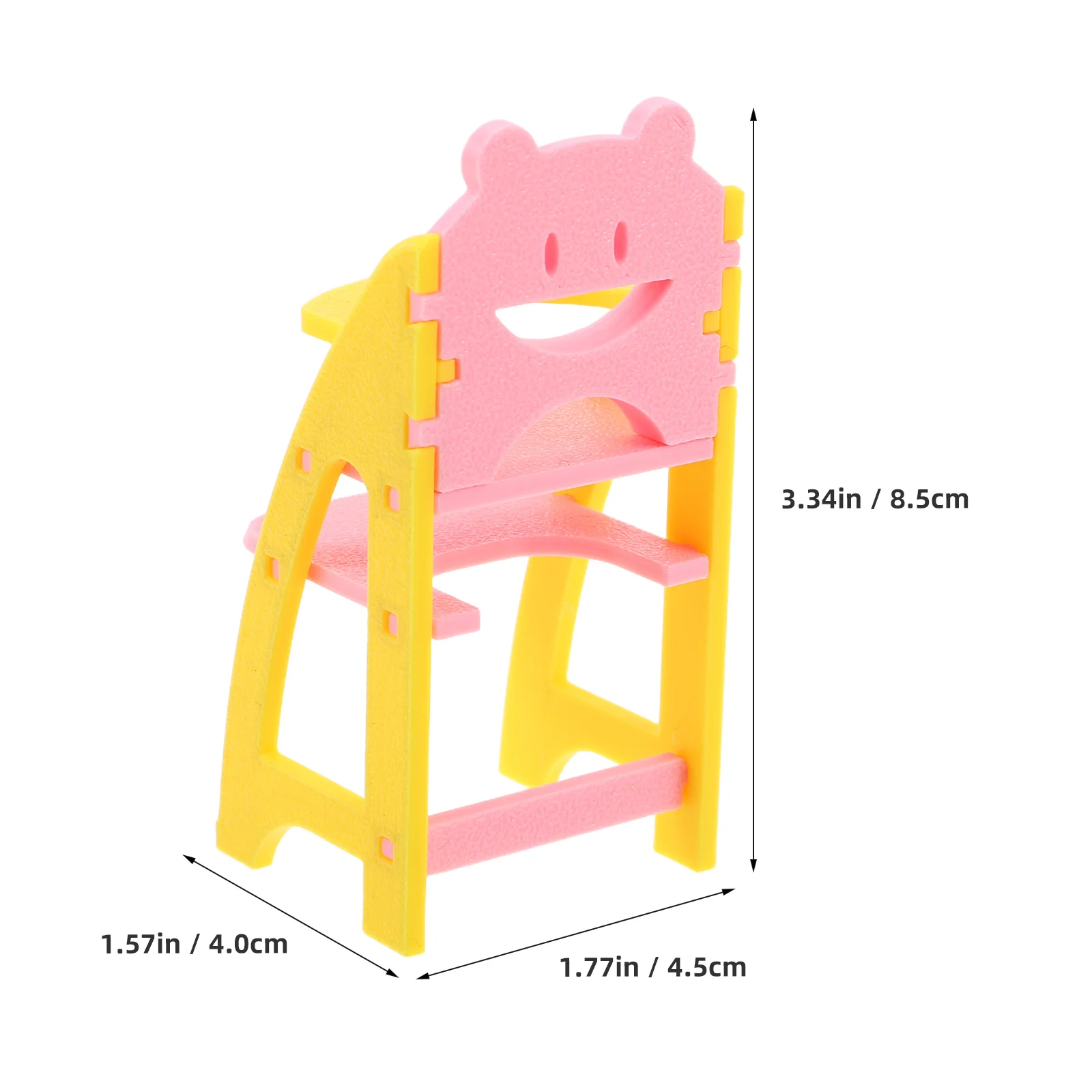 كرسي مرتفع للأطفال باللون الأزرق بمقياس 1:12 أثاث بيت الدمى المصغر للعب التظاهري كرسي الطعام ملحق بيت الدمى - عالي صغير للرضع #3