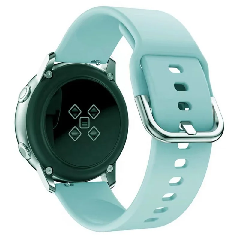 Zapasowy pasek na rękę do zegarka Samsung Galaxy active/2 20/22mm srebrna klamra z miękkiego silikonu