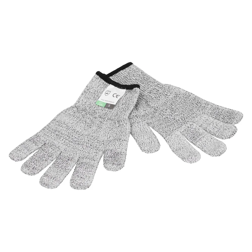 2 pairs HPPE Cut Resistant Gloves Gray Black Border Wear Resistant Food Grade Gloves Level 5 Protection Safety Kitchen Gloves