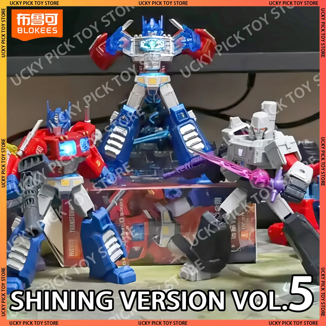 

Blokees Transformers Shining Version 5 Showdown Blind Box Optimus Prime Megatron Quintesson Action Figures Assembled Models Toy
