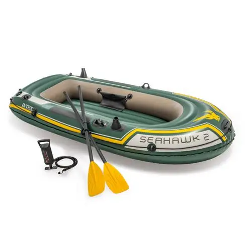 

Seahawk Summer Portable Intex 68347 2 Person Boat Set PVC Rowing Boats Inflatable Fishing Kayak